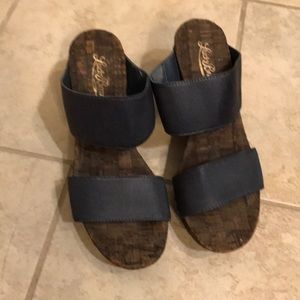 Lucky brand navy wedge sandals